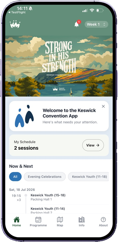 Keswick Convention app screen 1