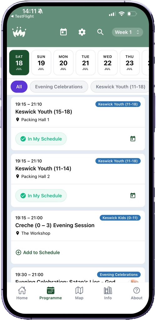 Keswick Convention app screen 2