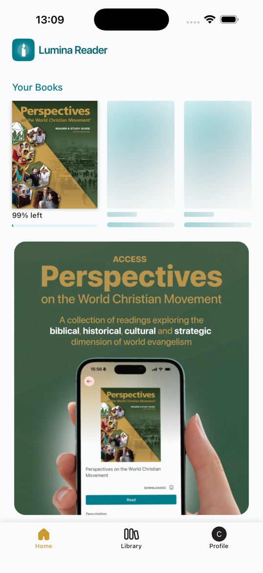 Lumina Reader app screen 1