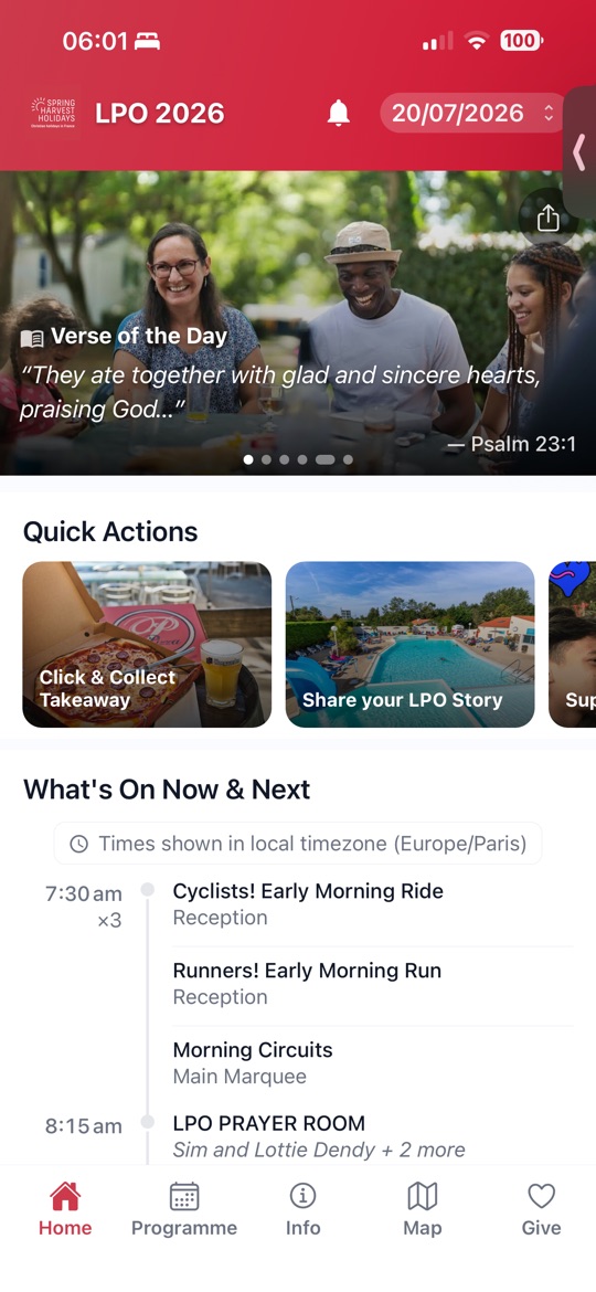 Spring Harvest Holidays app screen 2