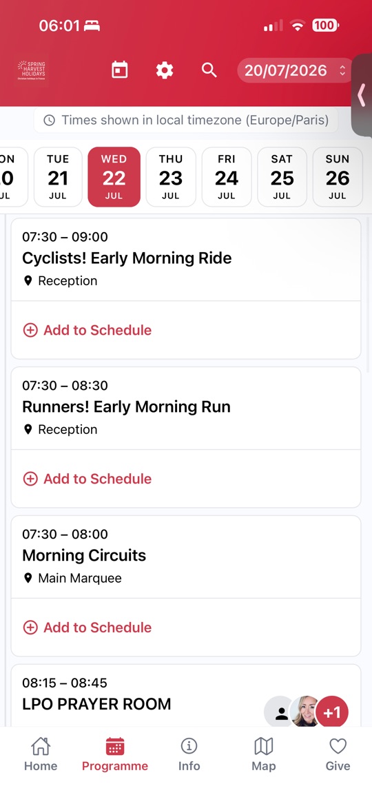 Spring Harvest Holidays app screen 3